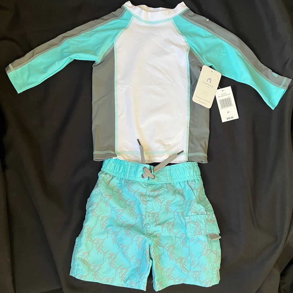 NWT CABANA LIFE BOYS 2PC RASHGUARD SET SIZE 2T